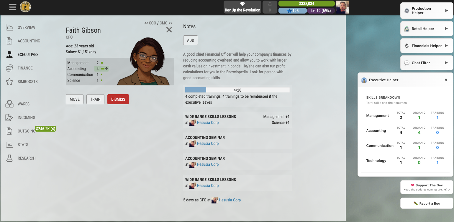 Executive skill breakdown